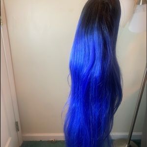 1b blue lace front human hair wig